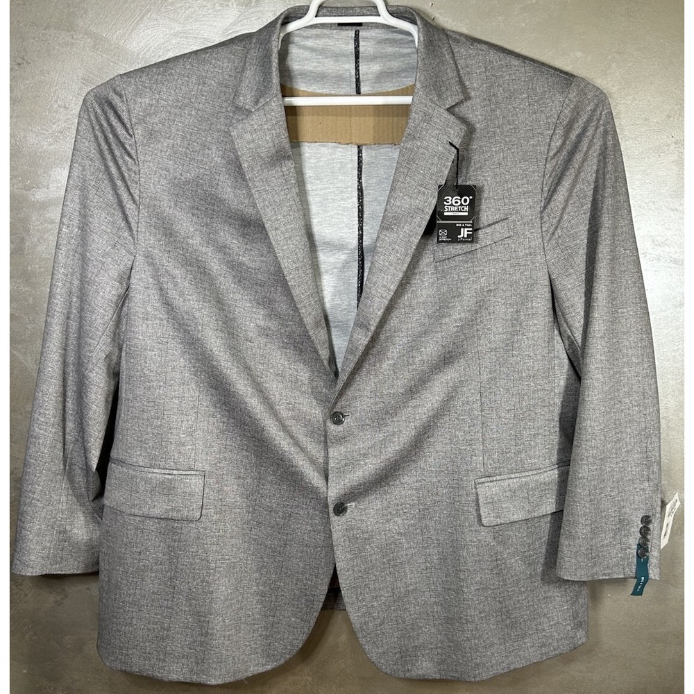 J. Ferrar Mens Sz 48‎ Big & Tall Gray Texture Blazer Jacket 4 Way Stretch Solid